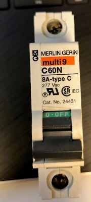 MERLIN GERIN 24431 8A TYPE C CIRCUIT BREAKER MULTI 9 C60N 277VAC
