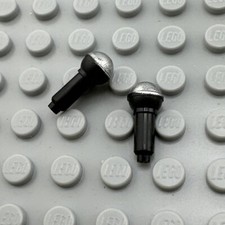 LEGO Minifigure Accessory - Black - Microphone with Silver Top - QTY x2