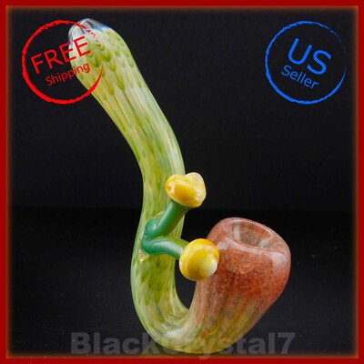 6.5 inch Handmade Pure Green Double Mushroom Sherlock Tobacco Smoking Bowl Pipes