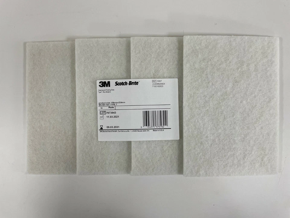 Genuine 3M Scotch-Brite Hand Pad White (7441) - Pack 4 (FREE P&P)