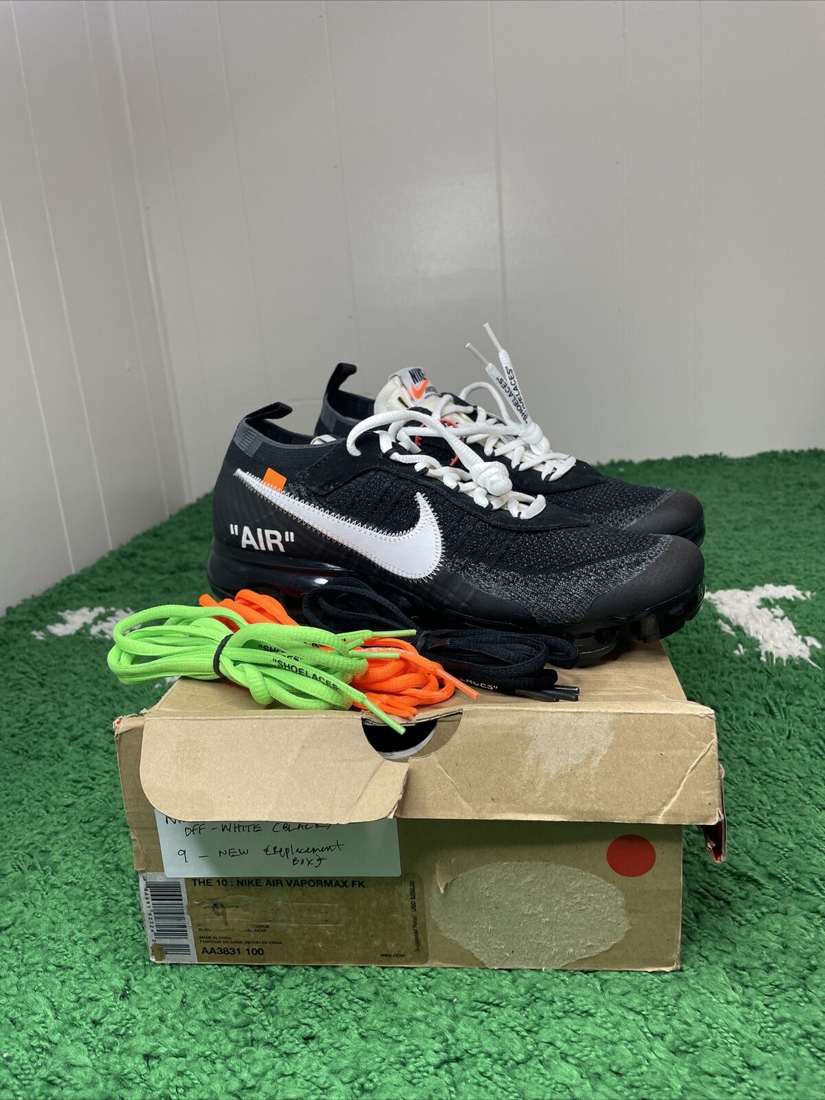 New Nike Air Vapormax Off-White “The Ten” Part 1 AA3831-001 Sz US9 Virgil