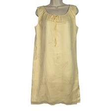 Lord & Taylor 100% Silk Shift Dress Sz 10 Yellow Sleeveless Midi Minimalist