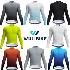 Wulibike Herren Radtrikot Langarm Rennrad Trikot Atmungsaktiv mit Taschen S-2XL