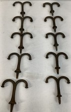 10- Vintage Metal Double Hooks Screw In Hanger Coat Rack SLIGHT SIZE DIFFERENCE