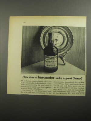 1956 Duff Gordon Cream Sherry Ad - How does a barometer make a great Sherry?