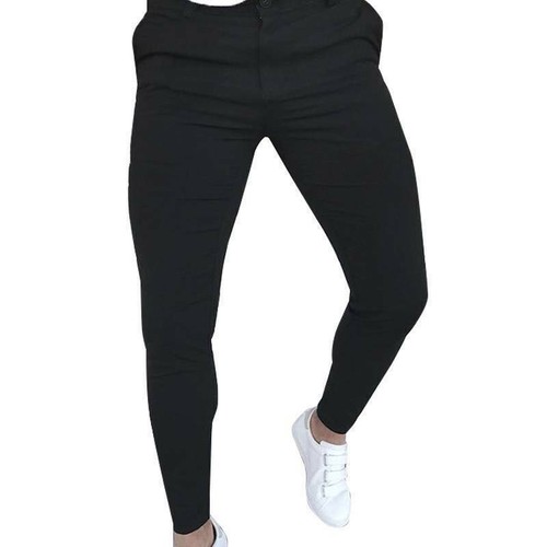Casual Mens Skinny Stretch Business Office Formal Trousers Male Slim Fit Pants - Picture 7 of 9