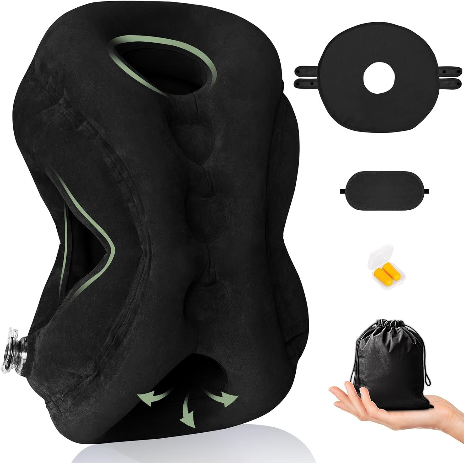 Inflatable Travel Neck Pillow for Airplanes - Multifunctional & Comfortable Support-image