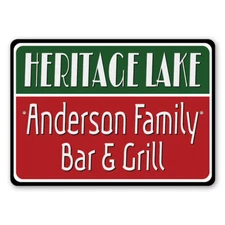 Bar And Grill Sign, Custom Lake House Sign, Lake Location Aluminum Metal Decor