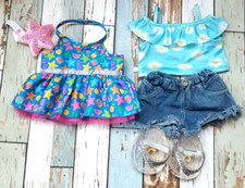 Lot Build A Bear Summer Halter Dress Top Fringed Denim Shorts Sandals Plush Toy