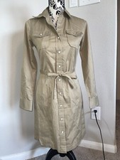 Vintage! NWT GAP Y2K Western Style Khaki Buttoned Up Tie Dress Sz 0 DISCONTINUED