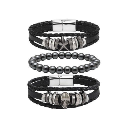 Punk Leder Armbänder für Männer Gothic Skelett Kopf Zubehör für Frauen Armband - Bild 1 von 7