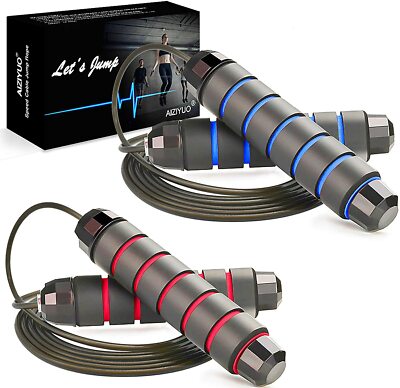 AIZIYUO Jump Rope, Ball Bearings Tangle-Free Rapid Speed Cable 2 Pack 