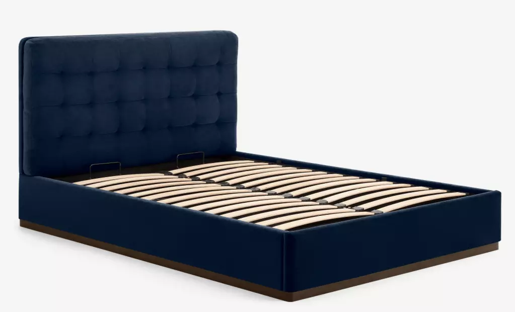 MADE.COM Lavelle Double Ottoman Bed Ink Blue Velvet