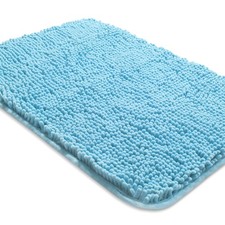 Sky Blue Thick Chenille Bathroom Rugs 20x32 Inch Absorbent NonSlip Plush Mat