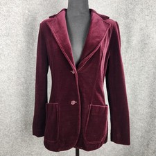 Vintage 90 Punk Goth Preppy 70s 80s ACT III Velvet Maroon Blazer Jacket Button