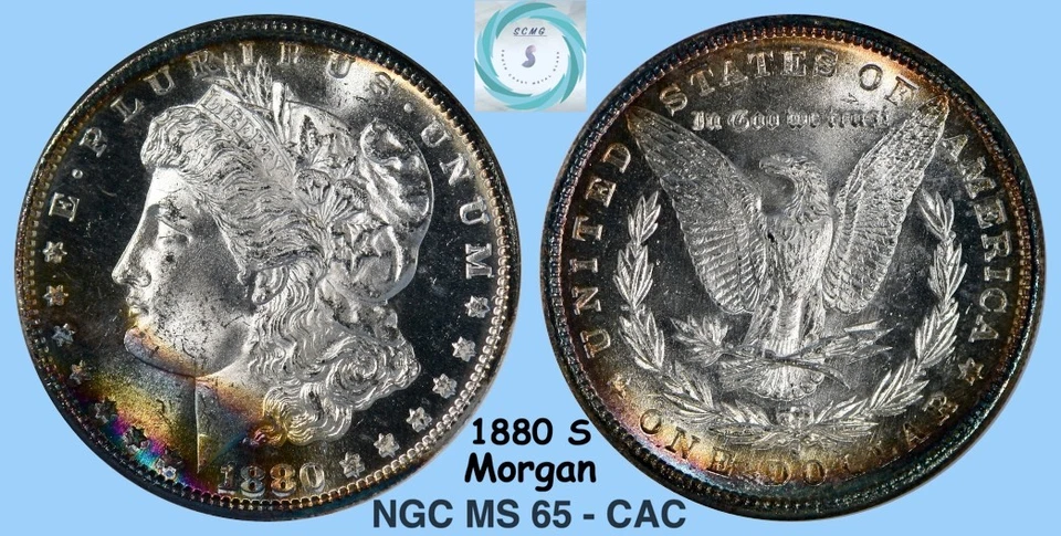 1880-S Morgan Silver Dollar $1 NGC MS65 w/CAC – Stunning Eye Appealing Tone - Image 4 of 4