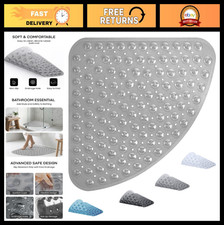 Non-Slip Corner Shower Mat 21x21" Curved Bath Mat with Suction Cups, Drain Holes
