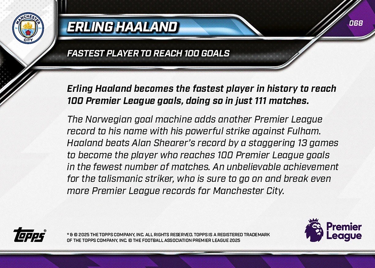 TOPPS NOW 25-2026 PREMIER LEAGUE #68 ERLING HAALAND MANCHESTER CITY - Qty view 2