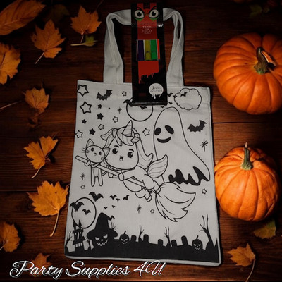 Color Your Own Halloween Leckerlibeutel + Stifte/Aktivität/Kinder Basteln/Süße Hexe/Geist