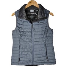 Columbia puffy vest womens size M grey silver lining 