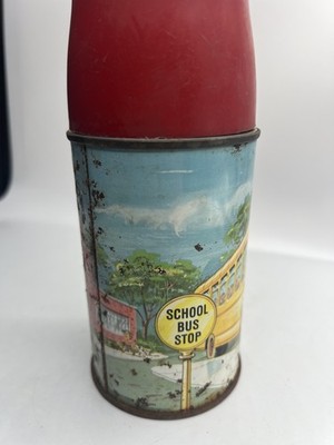 Vintage 1960 Aladdin Mickey Mouse School Bus Thermos Bottle Red Cup Disney  | eBay