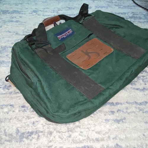 Vintage 90's JanSport Green Nylon Duffle Travel Bag USA Carry On Luggage Rare - Picture 5 of 10