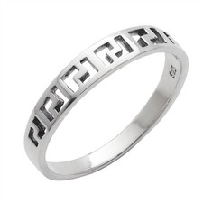 Silverly Sterling Silver Ring 925 Greek Key Grecian Wedding Band Hollow-Out