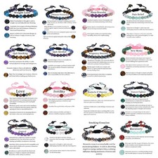 Natural Gemstone Bead Bracelet 8mm for Positive Energy, Balance & Protection