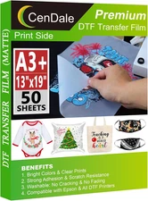 Premium DTF Transfer Film 13"x19" - A3 Plus 50 Sheets Double-Sided Matte Clear P