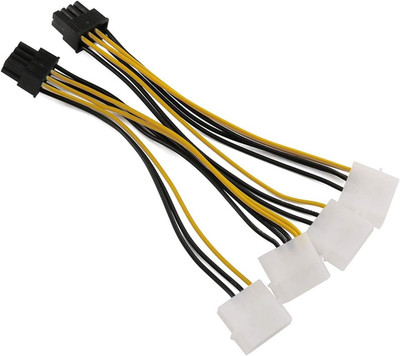 2PCS 20Cm Dual Molex 4-Pin Male to 8-Pin Male PCI Express Power