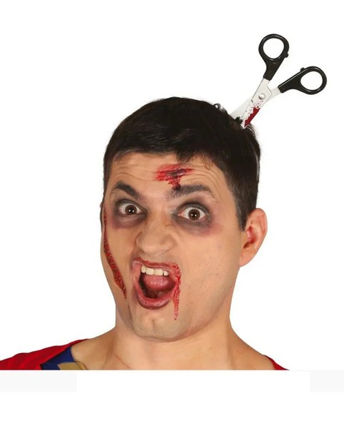 Blutige Schere Im Kopf An Haarreif Als KostüMzubehöR FüR Halloween Und Karneval-image