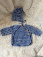Handmade Crochet Cardigan & Bonnet Set 