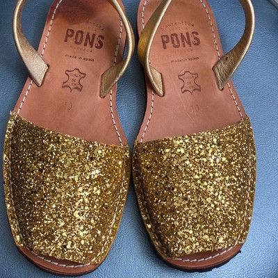 PONS Avarca Gold Glitter Shoes Size US 10 EU 40