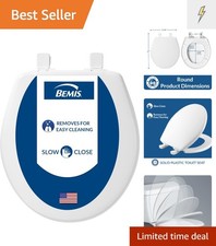 Toilet Seat Round Slow Close White Plastic Easy Clean Quick Release Hinges Home