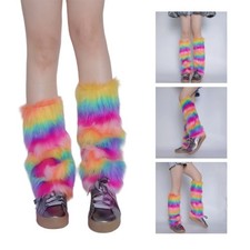 Furs Leg Warmer Winter Furry Long Boot Cuffs Fuzzy Shoes Cover Party Costume