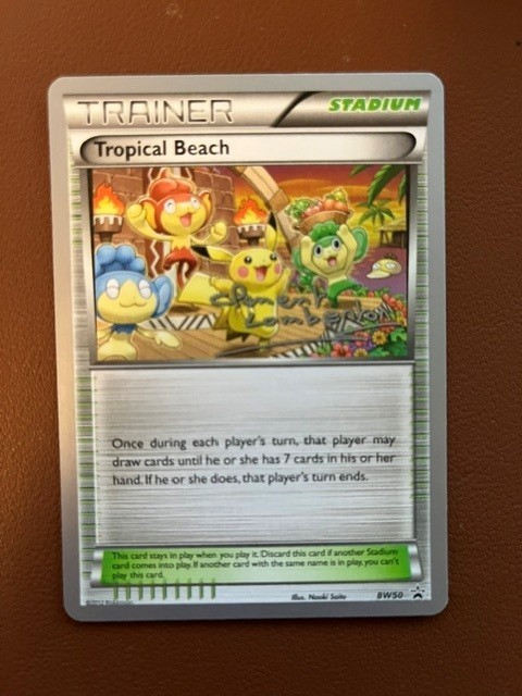 Pokemon TCG Tropical Beach BW50 2013 World Championships Foil Promo Eng Signed