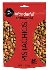 Wonderful Pistachios, No Shells Chili Roasted Nuts, 11 Ounce Bag