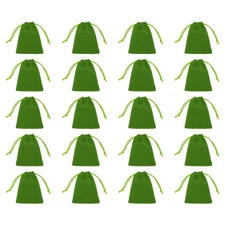 20pcs Flocked Drawstring Bag 3.1 x 3.9 Inch Jewelry Pouches Gift Bags, Green