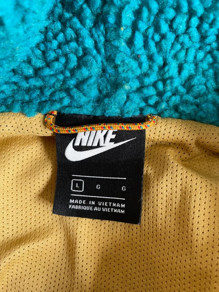 Nike Sportswear Sherpa 1/4 polar con capucha adulto grande dorado verde azulado BV3766 723 Foto 3 de 4