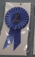 1st Place Rosette Ribbon – 3" Diameter • 6" Overall – Premium Satin Award  Blue
