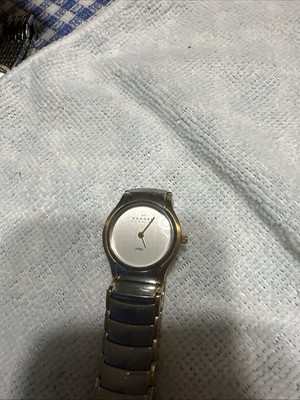 Skagen Denmark 256GX Womens Silver And Gold Tone Stainless Steel Dial Watch. 