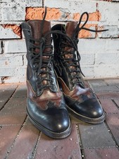 Vintage LaceUp Granny two toned Boots Patent Leather