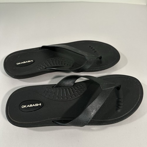 OKABASHI Women's Size Large Black Thong Flip-Flops Sandals - Picture 4 of 7