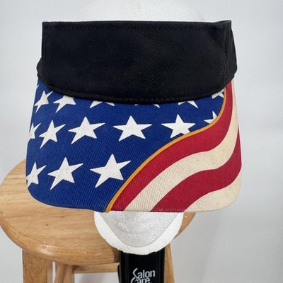 Otto Hat Visor Adjustable One Size USA Flag Stars Stripes Cotton Patriotic Mens