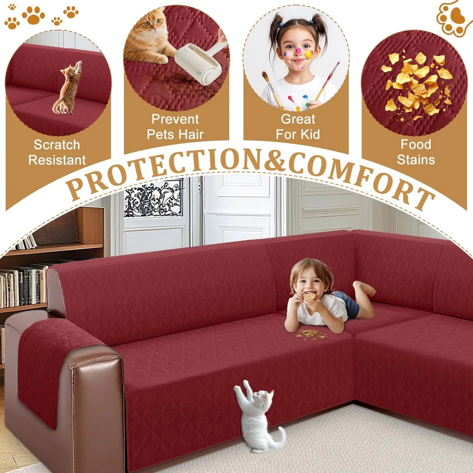 Fundas de sofá seccionales de esquina Fundas de sofá en forma de L Lavables Reversibles Sofá C... Foto 4 de 4