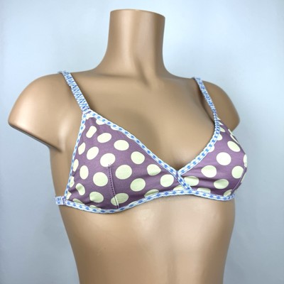 Out From Under Cherry Pie Triangle Bralette Bra Sz M Purple Polka Dot Y2K Girly