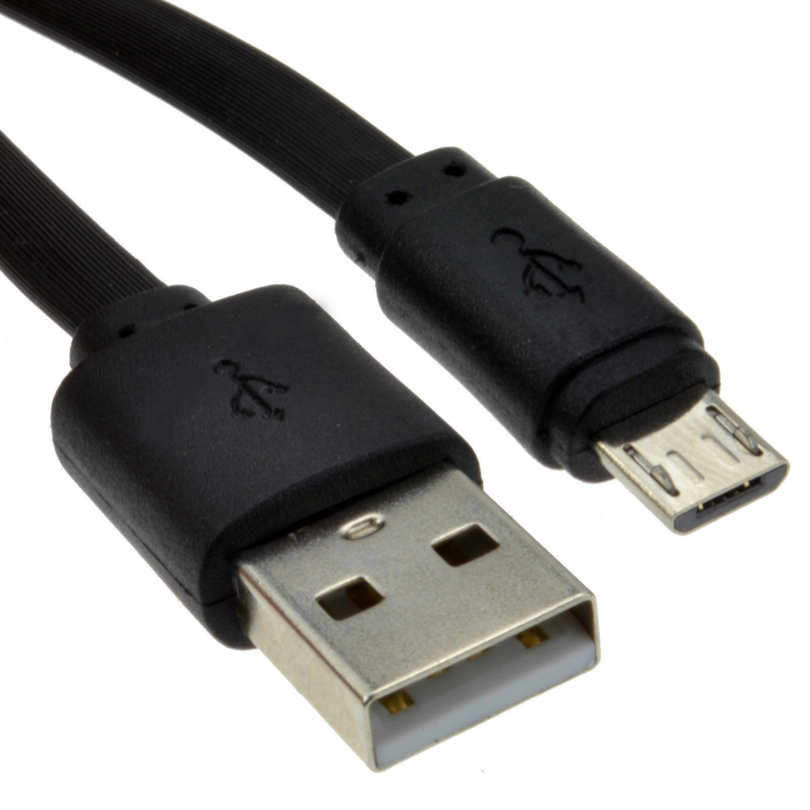 FLAT USB A To MICRO B TYPE 24AWG FAST CHARGE Cable  0.25m Lead BLACK