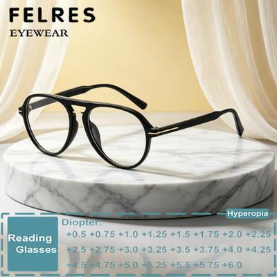 Men Oval Pilot Anti Blue Light Reading Glasses Women Outdoor Presbyopic Glasses