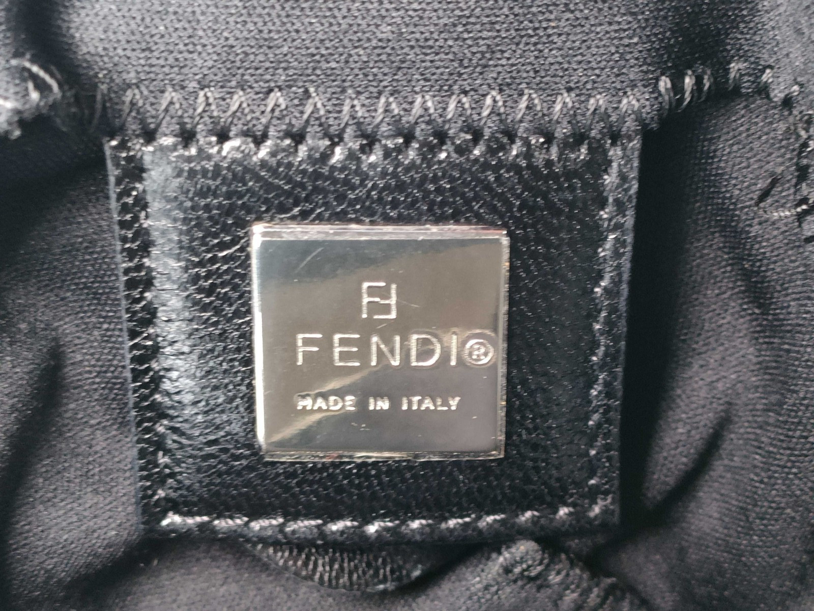 FENDI Mamma Baguette Shoulder Bag Nylon Black Silver thumbnail 10