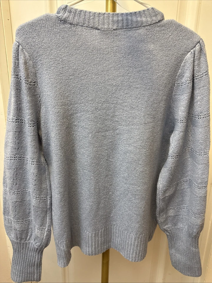 Suéter para mujer Jaclyn Smith azul claro talla XL manga larga cuello redondo pulóver Foto 4 de 4